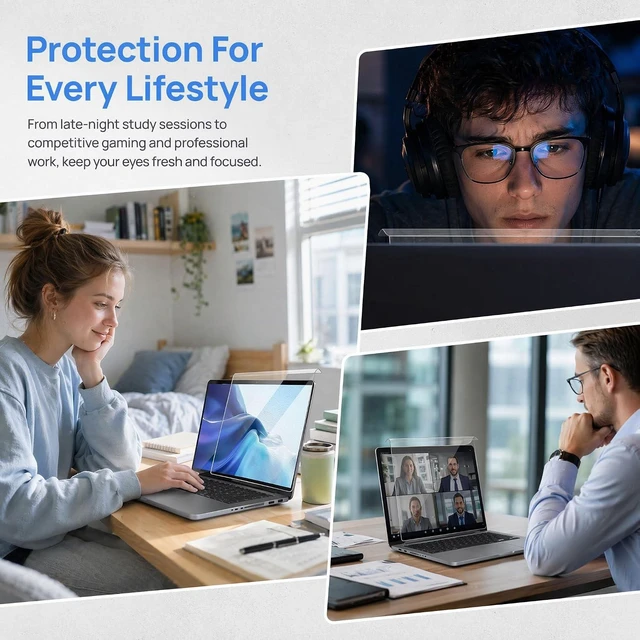 Alt view image 7 of 7 - Anti Blue Light Blocking Screen Protector Panel for 14-15.6 inch Diagonal Laptop Notebook Monitor Portable Displays -Anti-UV Eye Protection - Widescreen Laptop Frame Hanging Type(W 14.2 X H 8.6)