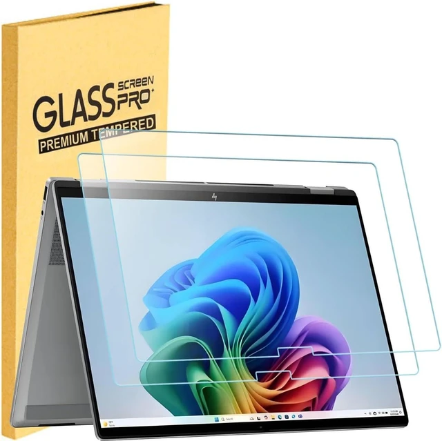 Main image of 2 Pack Tempered Glass Screen Protector for HP OmniBook X Flip 16 (16-ar/as0000) 2-in-1 HP OmniBook 7 Flip (16-au0000) 2-in-1 16-lnch Touchscreen Laptop 9H Hardness Ultra Clear Anti-Scratch