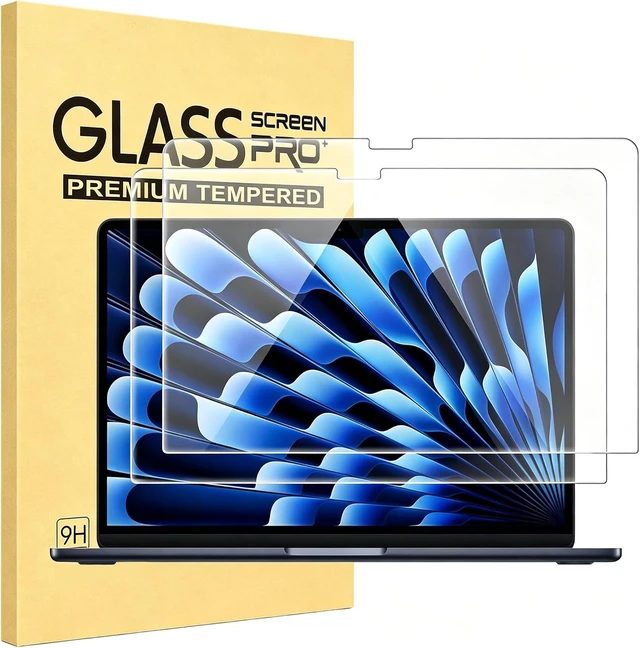 Main image of 2 Pack Tempered Glass Screen Protector for MacBook Air 13.6 inch 2026-2022 (M5 M4 M3 M2 A3449 A3240 A3113 A2681) 9H Hardness Anti-Scratch Anti-fingerprint