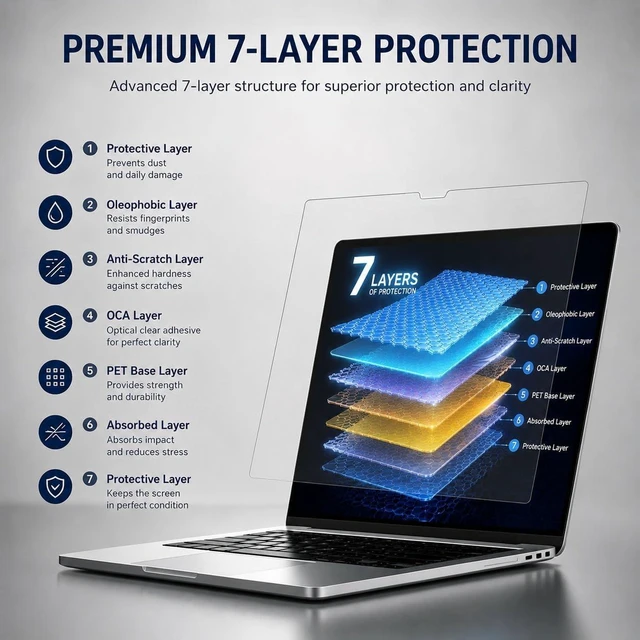 Alt view image 7 of 7 - 2-Pack Screen Protector for MacBook Neo 13 A18 Pro A3404 (2026) High Definition Anti-Fingerprint 5H Anti-Scratch Clear Shield Film