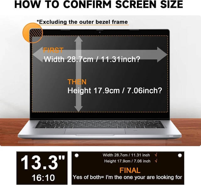 Alt view image 5 of 7 - Laptop Privacy Screen 13.3 Inch 16:10 Aspect Ratio - Compatible with Hp Thinkpad Envy Xps Anti Blue Light Glare Filter Removable Laptop Screen Privacy Shield 13.3 in Anti-Scratch Screen Protector