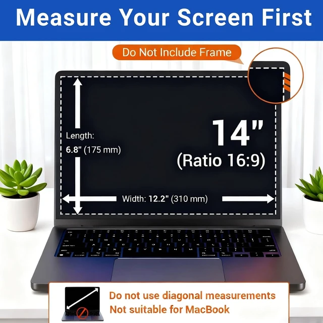 Alt view image 6 of 6 - 2Pcs Anti Glare Blue Light Laptop Screen Protector 14 Inch 16:9 Tablet