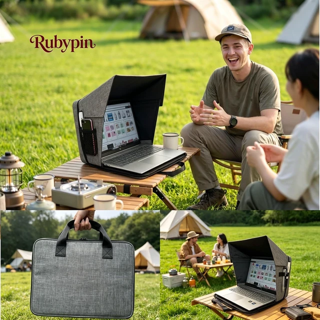 Alt view image 5 of 7 - Laptop Sun Shade Carry Case & Privacy Shield Fit 12-16 Inch Working Outside
