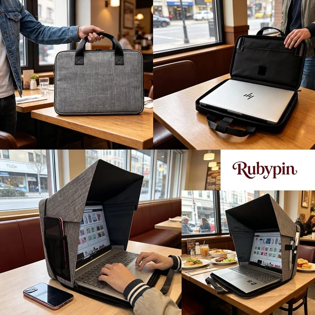 Alt view image 3 of 7 - Laptop Sun Shade Carry Case & Privacy Shield Fit 12-16 Inch Working Outside