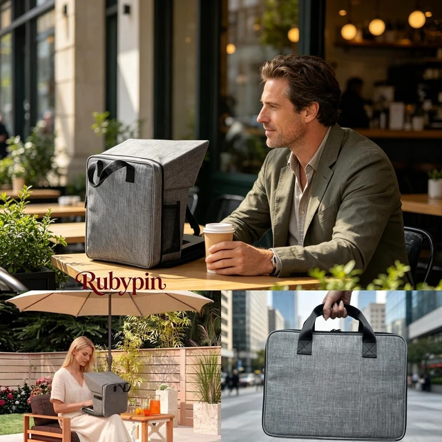 Alt view image 6 of 7 - Laptop Sun Shade Carry Case & Privacy Shield Fit 12-16 Inch Working Outside