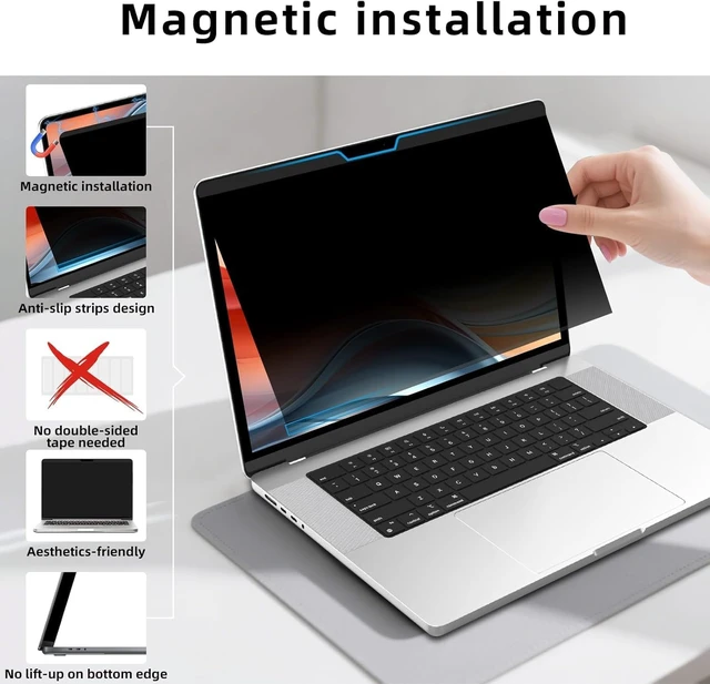 Alt view image 6 of 7 - MacBook Neo Privacy Screen Magnetic Privacy Screen Protector for MacBook Neo 13 Inch (2026 A18 Pro) Anti-Glare Blue Light Blocking Filter for Office Coffee Shop Travel Work Study