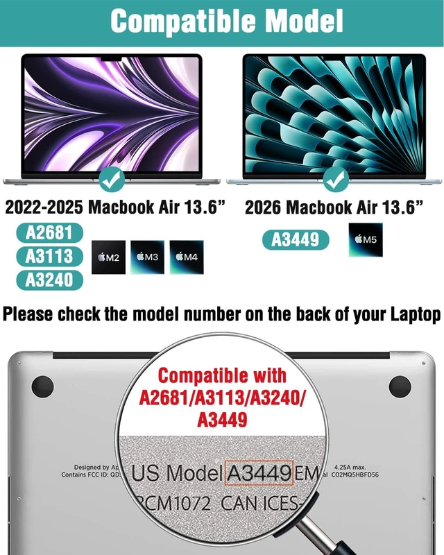 Alt view image 6 of 7 - 2-Pack Anti Glare Matte Laptop Screen Protector Compatible with MacBook Air 13.6/13 (2022-2026 M2 M3 M4 M5) Eye Protection Screen Guard for Students and Prammers