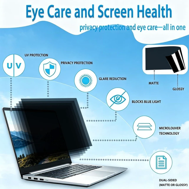 Alt view image 7 of 7 - 14 Inch 16:9 Laptop Privacy Screen Filter - 26° privacy screen