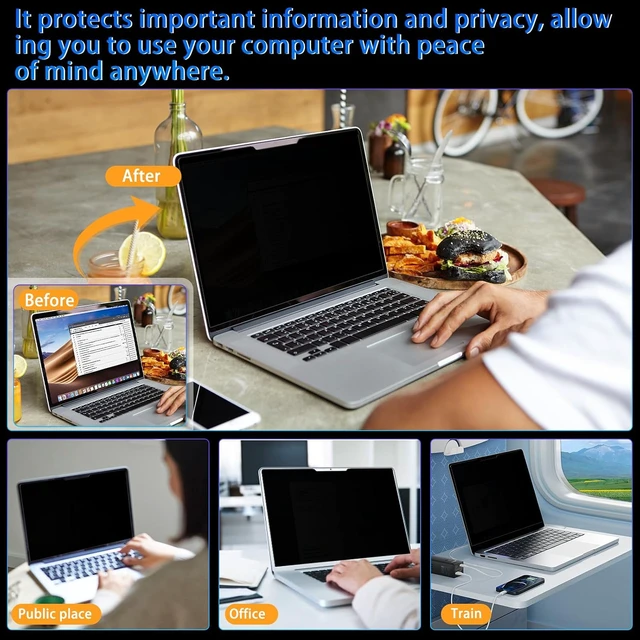Alt view image 7 of 7 - Magnetic Privacy Screen 13.3 16:10 for Laptops - 2-Sided Removable Anti-Peeping/Anti-Glare Blue Light Block UV Protect Reduce Strain Fits Chromebook//HP////XPS