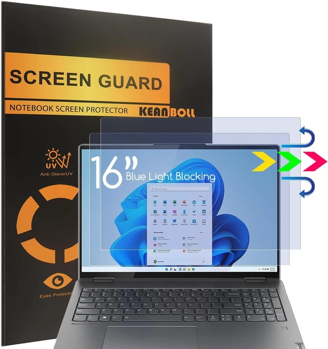 Main image of 2 Pack 16 inch Screen Protector for Yoga 7i 16 Anti Blue Light Screen Protector for Yoga 7i 16 2-in-1 Laptop Blocking Blue Light and Anti Glare Shield-(Covering only the display area)