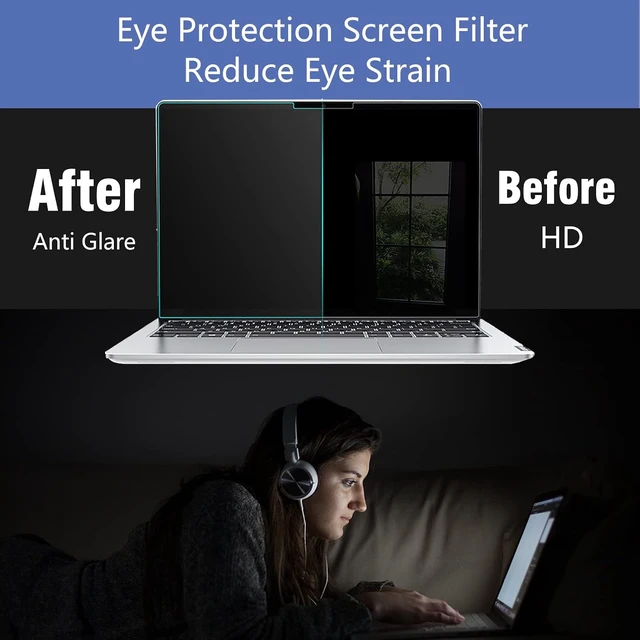 Alt view image 5 of 7 - 2 Pack 16 inch Screen Protector for Yoga 7i 16 Anti Blue Light Screen Protector for Yoga 7i 16 2-in-1 Laptop Blocking Blue Light and Anti Glare Shield-(Covering only the display area)