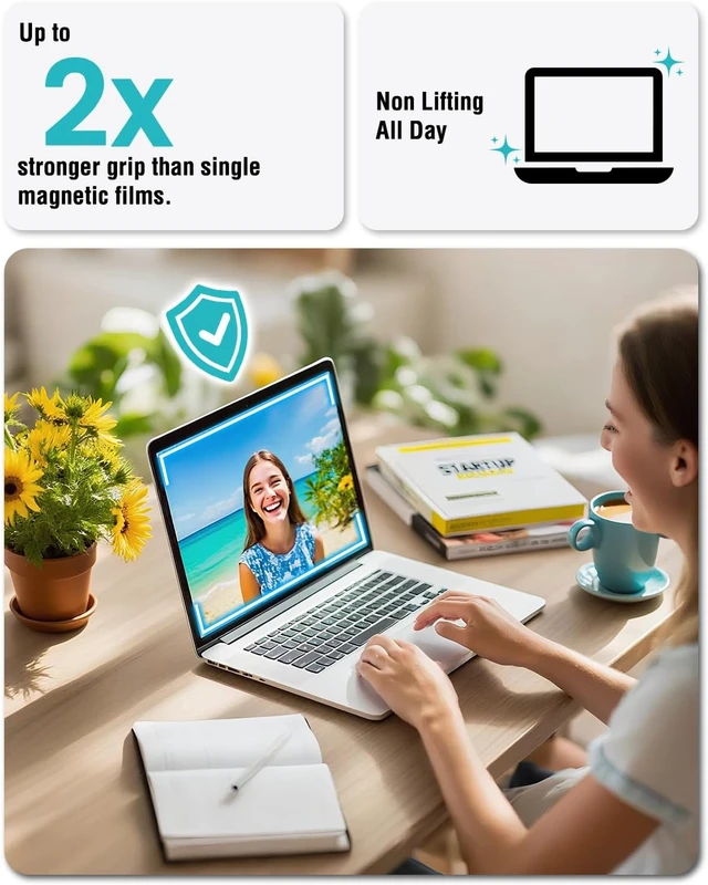Alt view image 5 of 7 - Magnetic Anti Blue Light Screen Protector Compatible with MacBook Air 15.3 inch (2023-2025 M2 M3 M4) Bubble-Free Install Removable & Reusable Anti Glare Matte Laptop Screen Shield