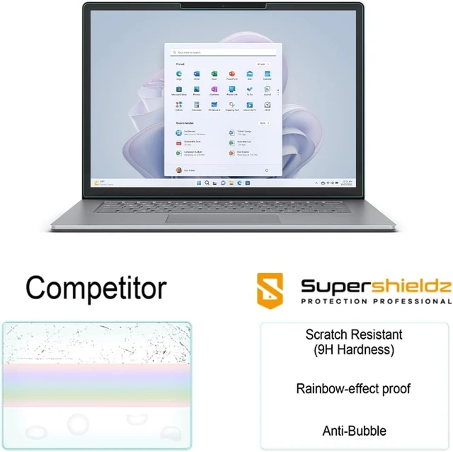 Alt view image 2 of 5 - Designed for Microsoft Surface Laptop 6/5/ 4/3 (15 inch) Tempered Glass Screen Protector Anti Scratch Bubble Free