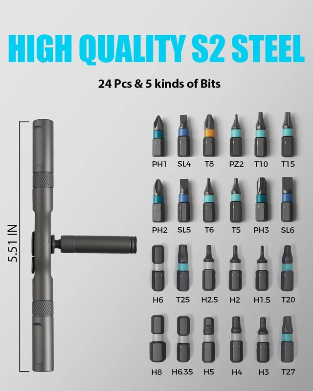 Alt view image 6 of 7 - Ratchet Screwdriver Set magnetic Screwdriver sets S2 Steel Bits DIY Combination Flexible Shaft Suitable for Furniture Assembly Precision Electrical Appliance Repair Bicycle Tools