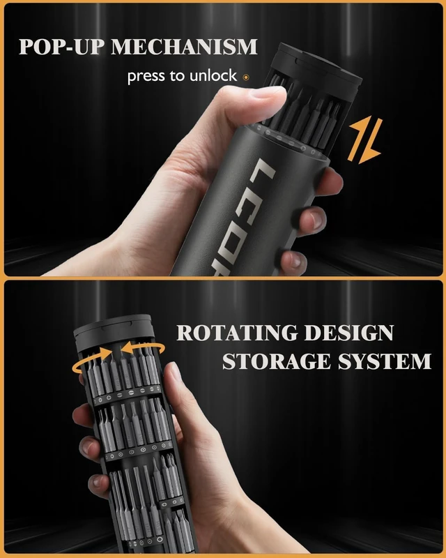 Alt view image 7 of 7 - 67 in 1 Cordless Electric Precision Screwdriver Set 62 Industrial S2 Steel Bits 4 Adjustable Torque (0.05-0.35 NM) Magnetic Case LED Lights for Electronics Phone Laptop Camera