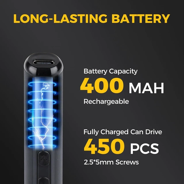 Alt view image 5 of 7 - 50-in-1 Precision Electric Screwdriver Set Premium Mini Cordless Screwdriver Kit with 400mAh Battery Adjustable Torque 50 Magnetic Bits LED Light Type-C Charging Tool for Electronics Repair