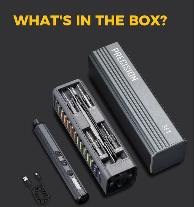 Alt view image 6 of 7 - 50-in-1 Precision Electric Screwdriver Set Premium Mini Cordless Screwdriver Kit with 400mAh Battery Adjustable Torque 50 Magnetic Bits LED Light Type-C Charging Tool for Electronics Repair