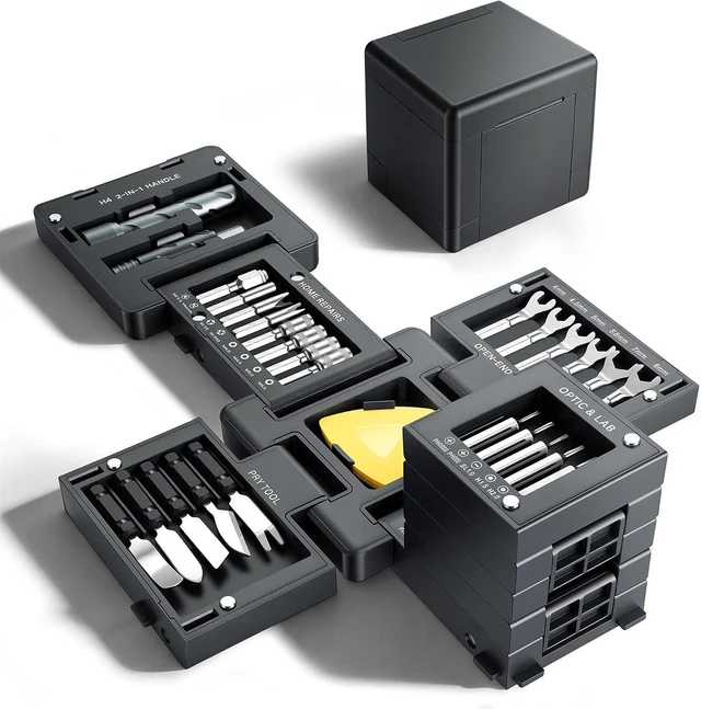 Main image of 55 in 1 Precision Magnetic Screwdriver Set Tool Cube Kit with Foldable Storage Box & Transformable Handle Electronics Repair Kit for Macbook Laptop PC Switch PS5 Phone Eyeglasses Watch