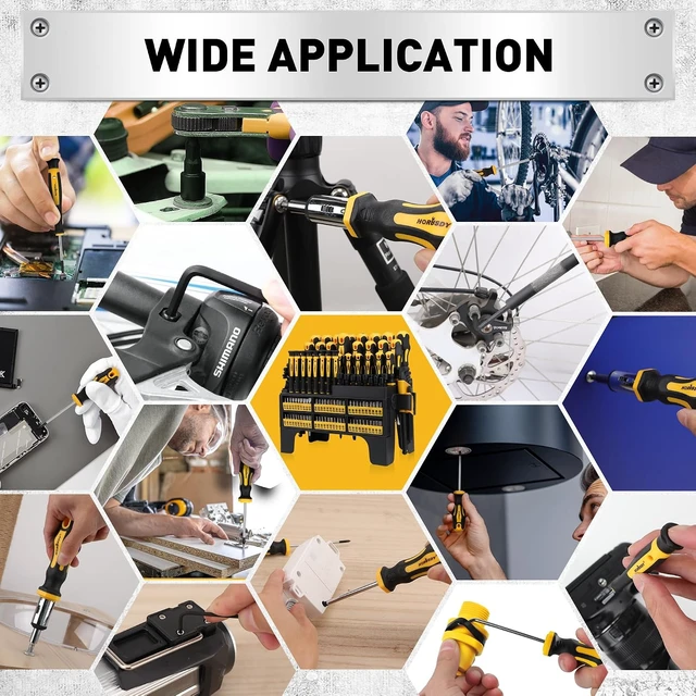 Alt view image 6 of 7 - 140-Piece Magnetic Screwdriver Set with Plastic Racking Includes SAE & Metric Hex Keys Precision Screwdriver and Magnetizer Demagnetizer DIY Tools for Men Tools Gift