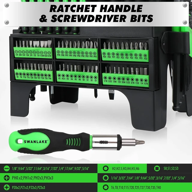 Alt view image 6 of 7 - 141-Piece Magnetic Screwdriver Set with Plastic Rack Torx/Slotted/Phillips Precision Screwdrivers SAE & Metric Hex Key Kit Ratchet Handle & Screwdriver Bits DIY Tools for Gift