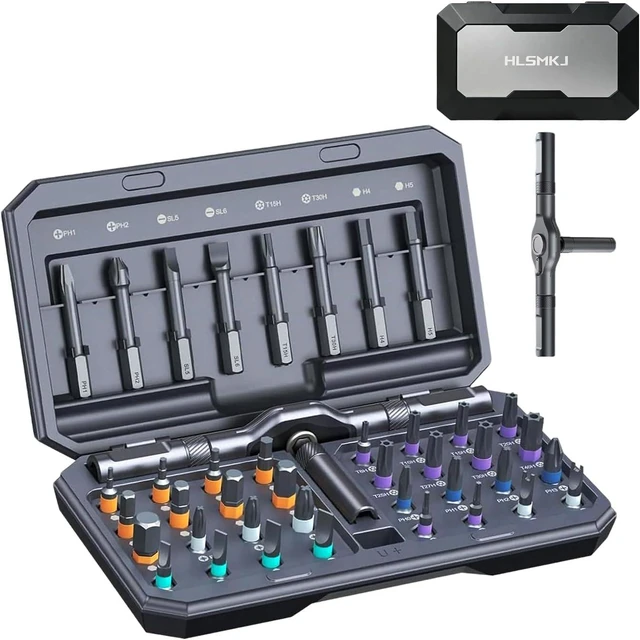 Main image of 42 in 1 Magnetic Screwdriver Set magnetic ratchet screwdriver set Detachable ratcheting t handle Portable Storage box multitool set Kit for Furniture Electronics Computer Bike Repairs