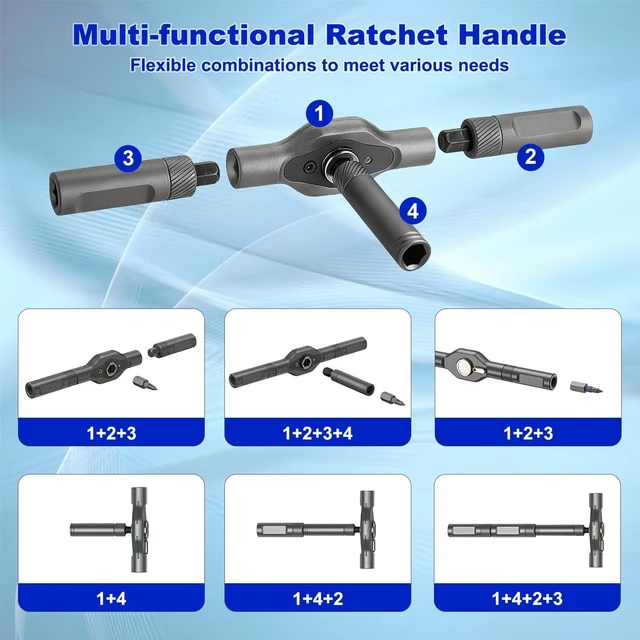 Alt view image 2 of 7 - 42 in 1 Magnetic Screwdriver Set magnetic ratchet screwdriver set Detachable ratcheting t handle Portable Storage box multitool set Kit for Furniture Electronics Computer Bike Repairs