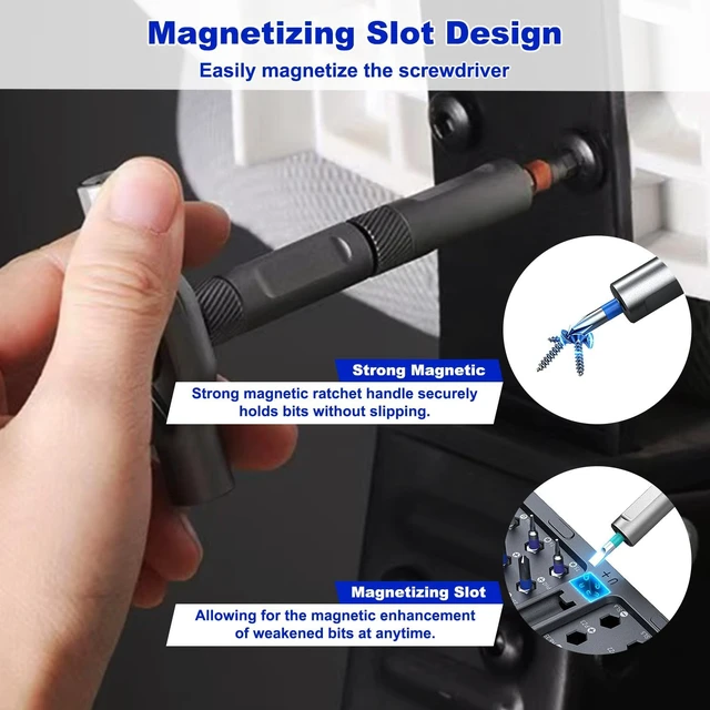 Alt view image 4 of 7 - 42 in 1 Magnetic Screwdriver Set magnetic ratchet screwdriver set Detachable ratcheting t handle Portable Storage box multitool set Kit for Furniture Electronics Computer Bike Repairs