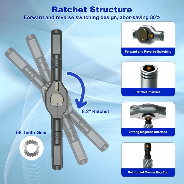 Alt view image 5 of 7 - 42 in 1 Magnetic Screwdriver Set magnetic ratchet screwdriver set Detachable ratcheting t handle Portable Storage box multitool set Kit for Furniture Electronics Computer Bike Repairs