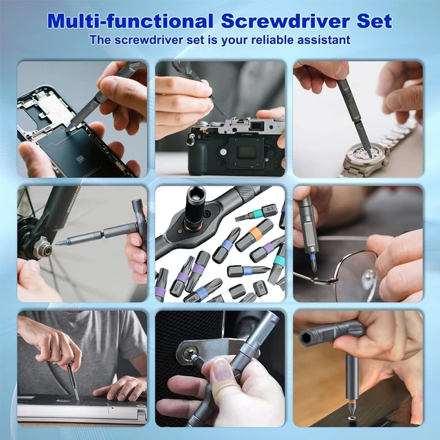 Alt view image 6 of 7 - 42 in 1 Magnetic Screwdriver Set magnetic ratchet screwdriver set Detachable ratcheting t handle Portable Storage box multitool set Kit for Furniture Electronics Computer Bike Repairs