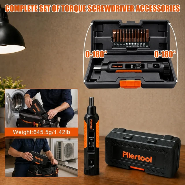 Alt view image 6 of 7 - 13Pcs Preset Torque Screwdriver Wrench Driver Set 10-80 Inch Pound