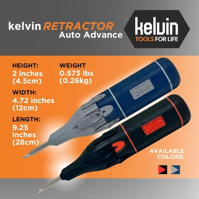 Alt view image 5 of 5 - Kelvin Tools Retractor Auto Advance - Automatic Multi-Tool Screwdriver All-in-One Autoloader 6-in-1 Multi-Bit Set Versatile Hand Tools (Black/Orange)