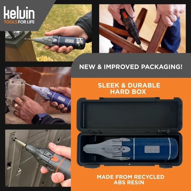 Alt view image 2 of 5 - Kelvin Tools Retractor Auto Advance - Automatic Multi-Tool Screwdriver All-in-One Autoloader 6-in-1 Multi-Bit Set Versatile Hand Tools (Black/Orange)