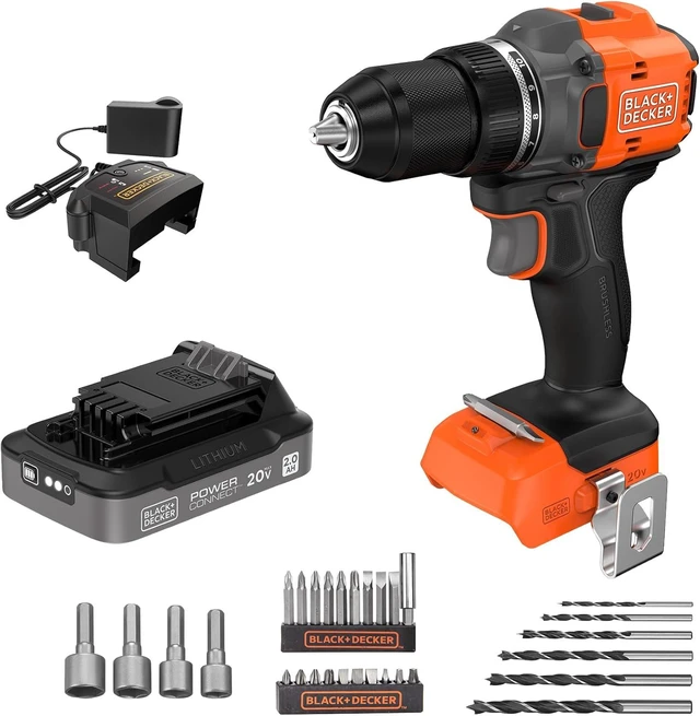 Main image of 20V MAX Cordless Brushless ?-in. Drill Driver 30 Pc. Drill Bit Set and Screwdriver Bit Set 2Ah Battery and Charger Included PowerConnect Electric Drill Cordless (BLD782PK30D1)