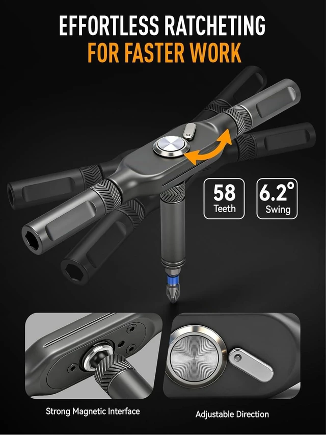Alt view image 4 of 6 - 78 IN 1 Magnetic Ratchet Screwdriver Set with Detachable T Handle