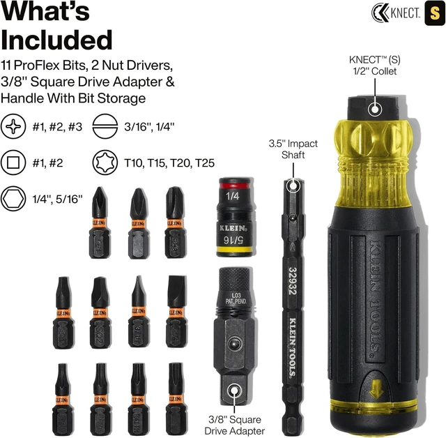 Alt view image 2 of 7 - Klein Tools 32516HD KNECT 16-in-1 Impact-Rated Hybrid Screwdriver