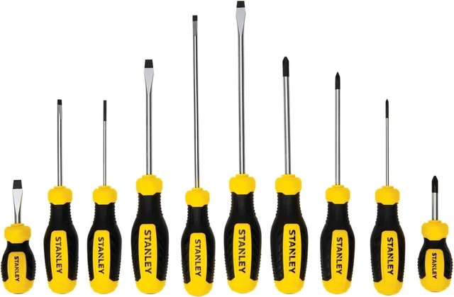Main image of Screwdriver Set 10 Piece Cross-Tip & Slotted (STHT60799)