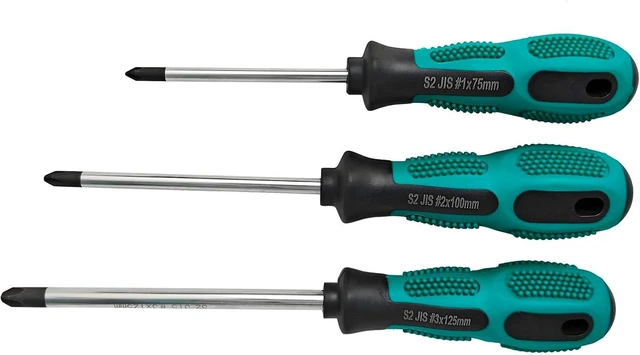 Main image of JIS Screwdriver Set (3Pcs #1#2#3) Magnetic Tips S2 Alloy Steel Meets JIS B4633 Standard Designed for Japanese Motorcycles Vehicle Bicycles & Industrial Equipmen