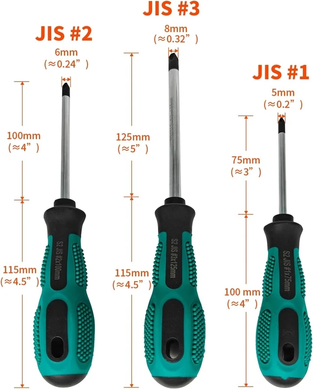 Alt view image 3 of 7 - JIS Screwdriver Set (3Pcs #1#2#3) Magnetic Tips S2 Alloy Steel Meets JIS B4633 Standard Designed for Japanese Motorcycles Vehicle Bicycles & Industrial Equipmen