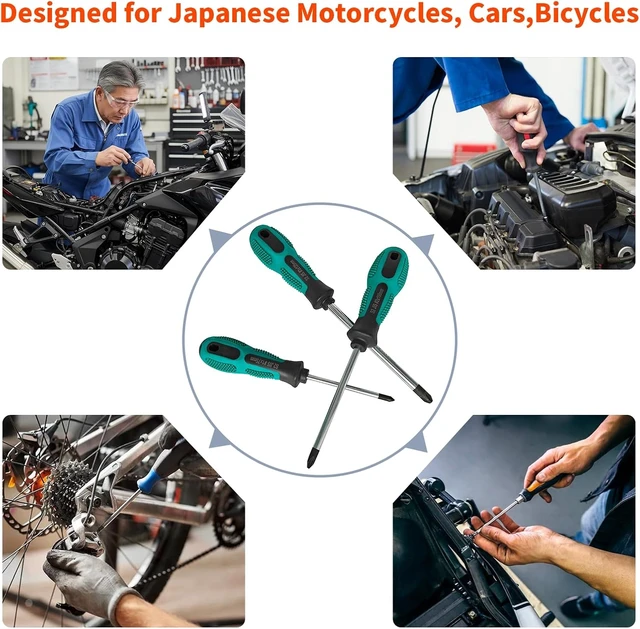 Alt view image 7 of 7 - JIS Screwdriver Set (3Pcs #1#2#3) Magnetic Tips S2 Alloy Steel Meets JIS B4633 Standard Designed for Japanese Motorcycles Vehicle Bicycles & Industrial Equipmen