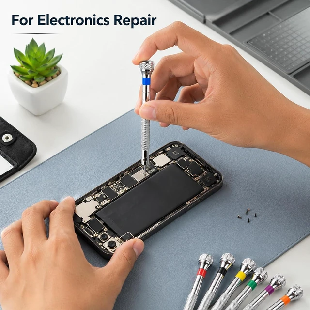 Alt view image 3 of 7 - 8PCS Precision Watch Screwdriver Set Professional Jewelry Screwdriver Set 0.6-1.6 mm Flathead & Phillips Screwdrivers for Eyeglasses Watches Jewelry Electronics Repair