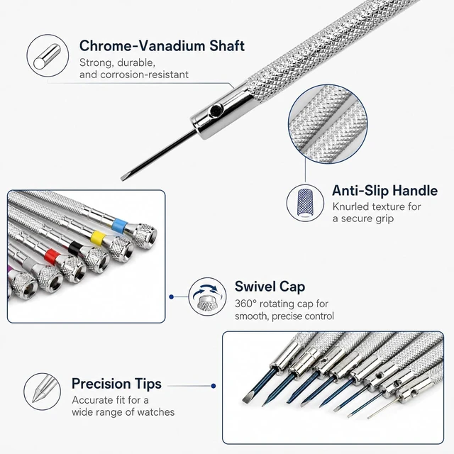 Alt view image 4 of 7 - 8PCS Precision Watch Screwdriver Set Professional Jewelry Screwdriver Set 0.6-1.6 mm Flathead & Phillips Screwdrivers for Eyeglasses Watches Jewelry Electronics Repair