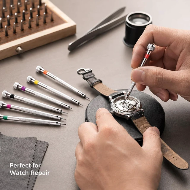 Alt view image 5 of 7 - 8PCS Precision Watch Screwdriver Set Professional Jewelry Screwdriver Set 0.6-1.6 mm Flathead & Phillips Screwdrivers for Eyeglasses Watches Jewelry Electronics Repair