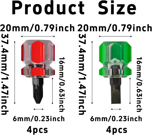Alt view image 2 of 7 - 8PCS Sewing Machine Screwdriver Set Stubby Flat Phillips Head Tools