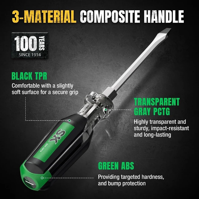 Alt view image 5 of 7 - 10-Piece Professional Screwdriver Set S2 Steel Shaft with Magnetic Tip
