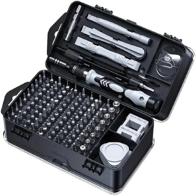 Main image of 115-in-1 Precision Professional Repair Tool Kit with Flat Head & Multiple Bits for Electronics Phone Watch Automotive Maintenance - Magnetic Non-Slip Handle & Tweezers(Grey)
