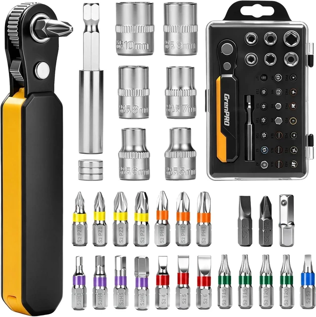 Main image of 90-Degree Magnetic Right Angle Ratchet Screwdriver Set 36-Tooth