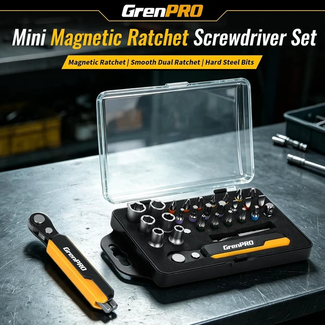 Alt view image 2 of 7 - 90-Degree Magnetic Right Angle Ratchet Screwdriver Set 36-Tooth