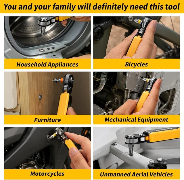 Alt view image 5 of 7 - 90-Degree Magnetic Right Angle Ratchet Screwdriver Set 36-Tooth