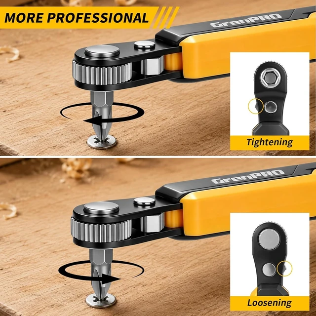 Alt view image 6 of 7 - 90-Degree Magnetic Right Angle Ratchet Screwdriver Set 36-Tooth