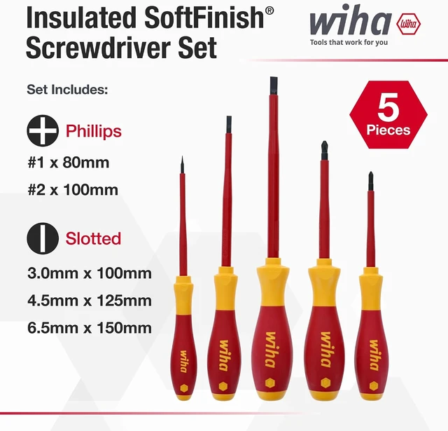 Alt view image 2 of 7 - 32091 Insulated Screwdriver Set 5-Piece 1000V Electrician Tool Kit